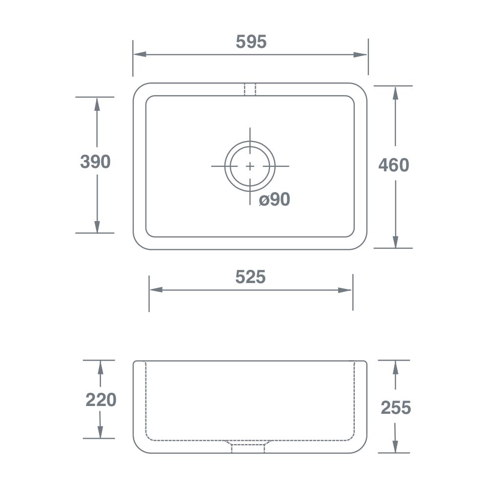 Shaws of Darwen Classic Butler 600 Matt Grey Kitchen Sink