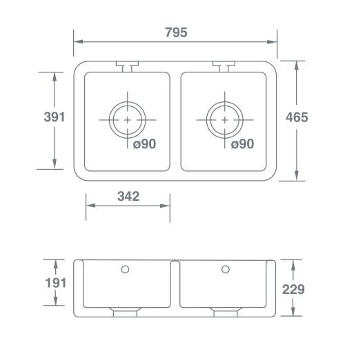 Shaws of Darwen CLASSIC DOUBLE 800 Belfast Sink