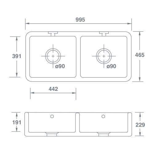 Shaws CLASSIC DOUBLE 1000 Belfast Kitchen Sink