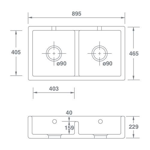 Shaws CLASSIC SHAKER Double 900 Belfast Sink