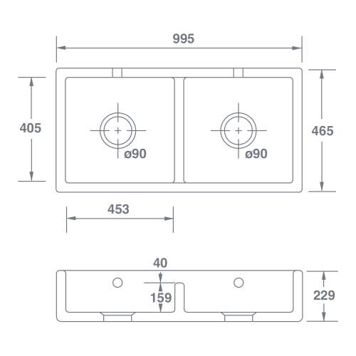 Shaws CLASSIC SHAKER DOUBLE 1000 Belfast Kitchen Sink