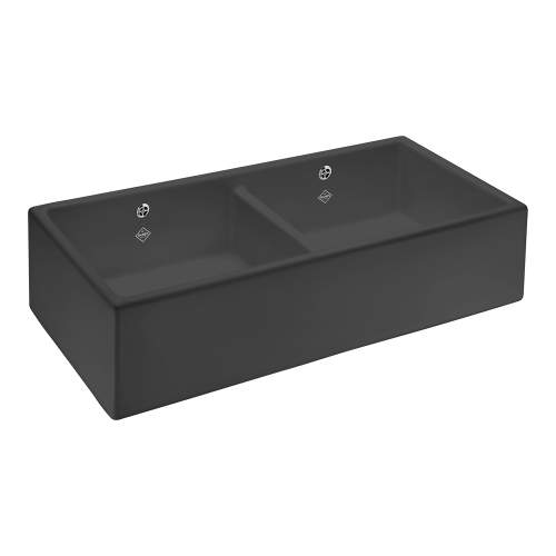 Shaws of Darwen Shaker Double 1000 Matt Black Belfast Sink