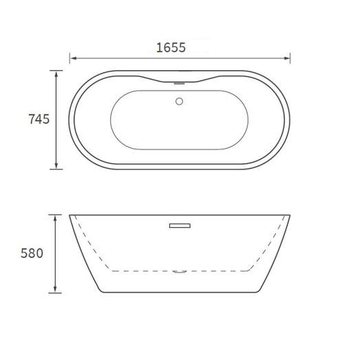 Bluci Viterbo Freestanding Double Ended 1655mm White Bath
