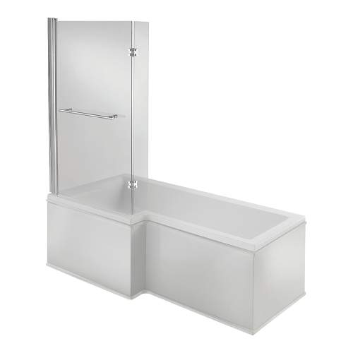 Bluci Fabriano L Shape Shower Bath with Front Panel and Shower Screen