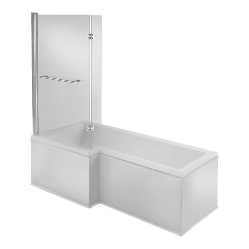 Bluci Fabriano L Shape 1700mm Shower Bath with Front Panel and Shower Screen