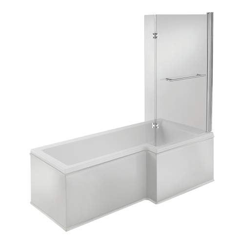 Bluci Fabriano L Shape 1700mm Shower Bath with Front Panel and Shower Screen