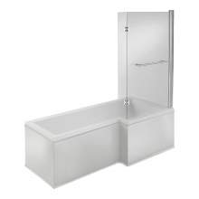 Bluci Fabriano L Shape 1700mm Shower Bath with Front Panel and Shower Screen