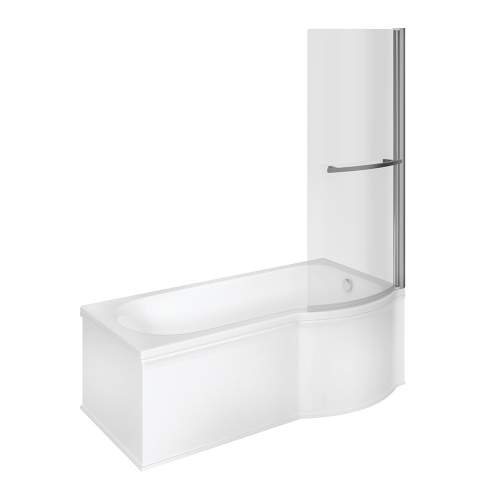 Bluci Ascoli P Shape 1700mm Shower Bath with Front Panel and Shower Screen
