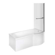 Bluci Ascoli P Shape 1700mm Shower Bath with Front Panel and Shower Screen