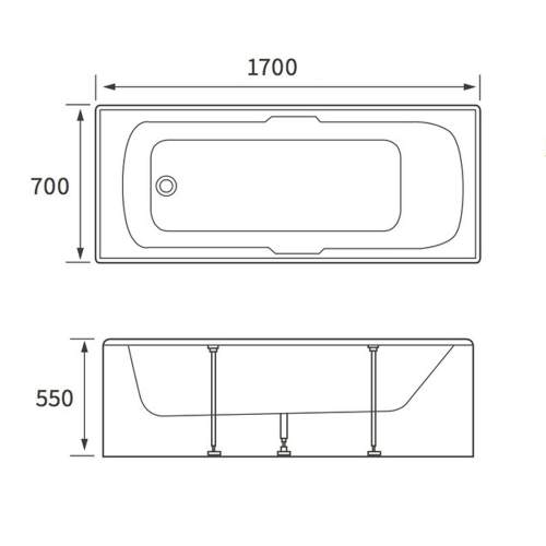 Bluci Carpi Twin Grip Bath with Textured Base 1700mm x 700mm