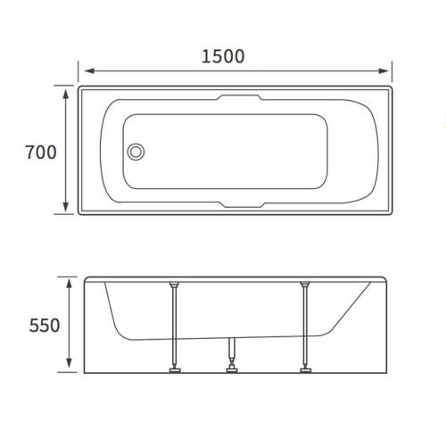 Bluci Carpi Twin Grip Bath with Textured Base 1500mm x 700mm