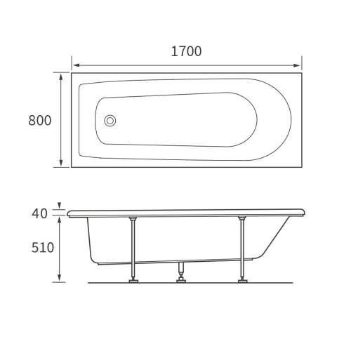 Bluci Cesena Single Ended Bath 1700mm x 800mm