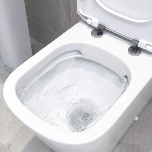Bluci Triesta Rimless Closed Coupled Open Back Comfort Height WC with Soft Close Seat