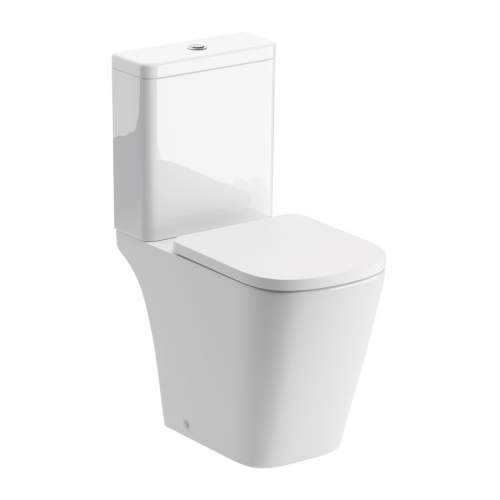 Bluci Triesta Rimless Closed Coupled Open Back Short Projection WC with Soft Close Seat