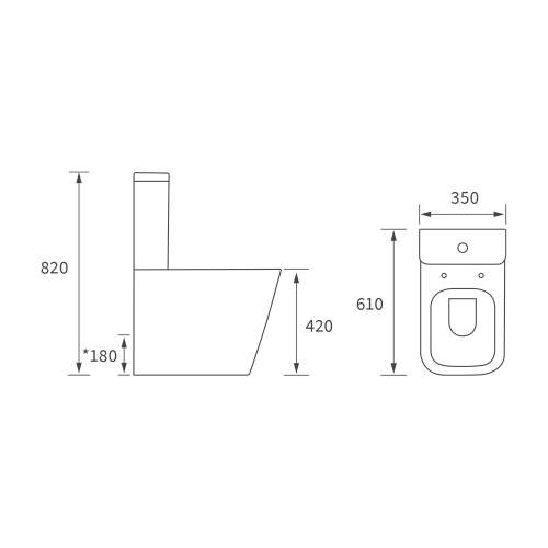 Bluci Triesta Rimless Closed Coupled Fully Shrouded Short Projection WC with Soft Close Seat