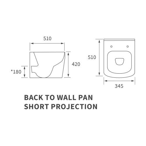 Bluci Triesta Rimless Back to Wall Short Projection WC with Soft Close Seat