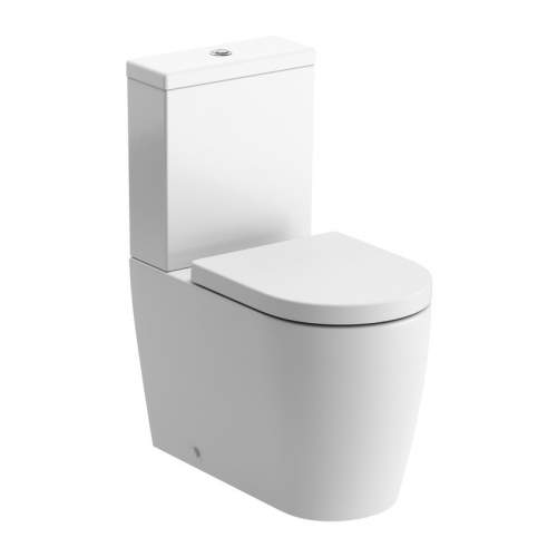 Bluci Anzio Fully Shrouded Rimless Close Coupled Comfort Height WC with Soft Close Seat