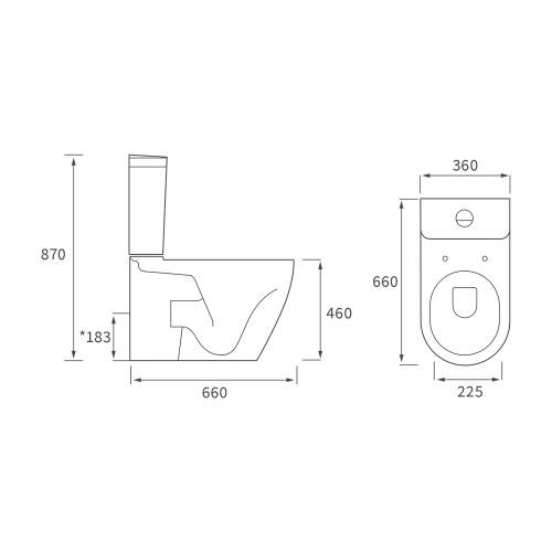 Bluci Anzio Fully Shrouded Rimless Close Coupled Comfort Height WC with Soft Close Seat