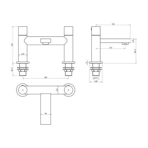 Bluci Pescara Chrome Bath Filler