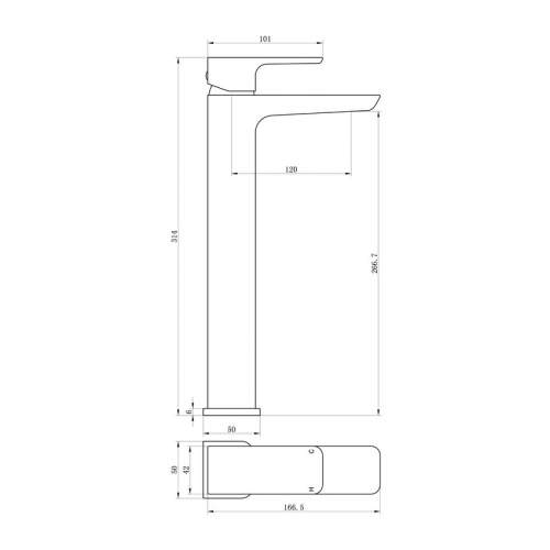 Bluci Matera Brushed Brass Tall Basin Mixer