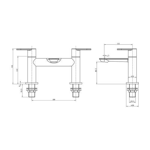 Bluci Potenza Chrome Bath Filler dims