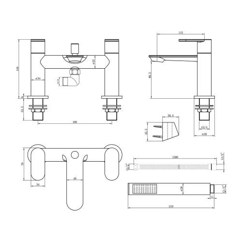 Bluci Potenza Chrome Bath Shower Mixer