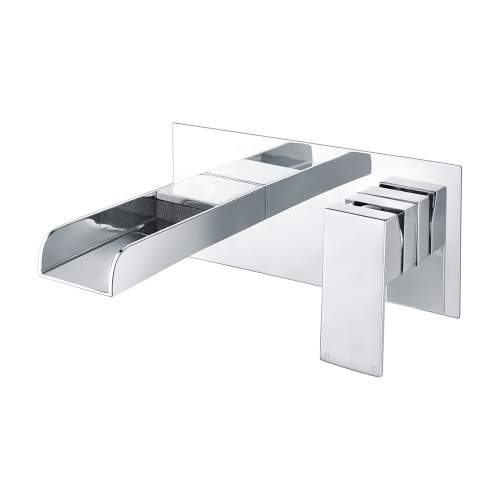 Bluci Teramo Wall Mounted Chrome Waterfall Spout Basin Mixer