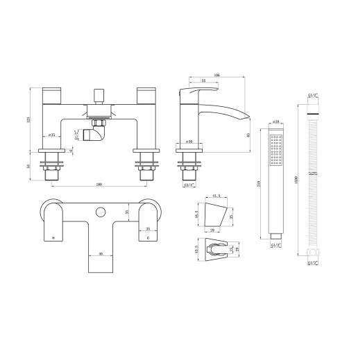 Bluci Crotone Chrome Bath Shower Mixer