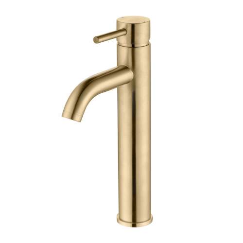 Bluci Vibo Brushed Brass Tall Basin Mixer