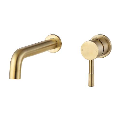 Bluci Vibo Brushed Brass Wall Mounted Basin Mixer