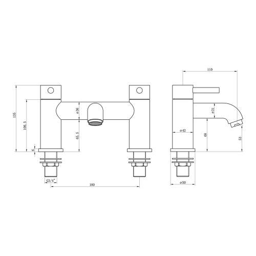 Bluci Almalfi Chrome Bath Filler
