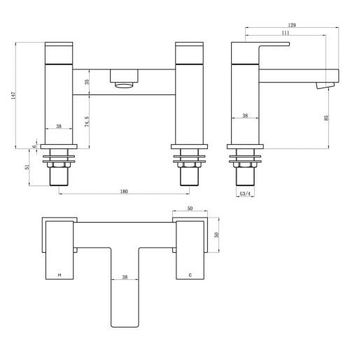 Bluci Capua Chrome Bath Filler