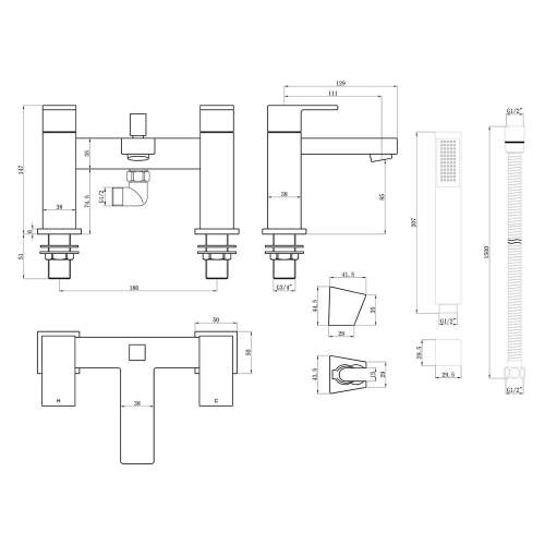 Bluci Capua Chrome Bath Shower Mixer
