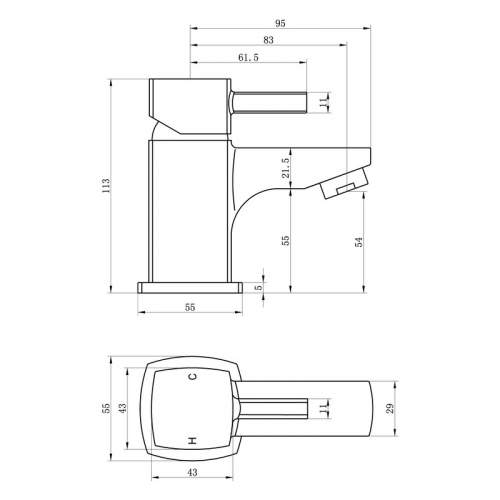 Bluci Caserta Chrome Cloakroom Basin Mixer