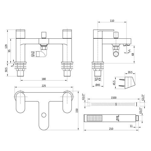 Bluci Irpino Chrome Bath Shower Mixer