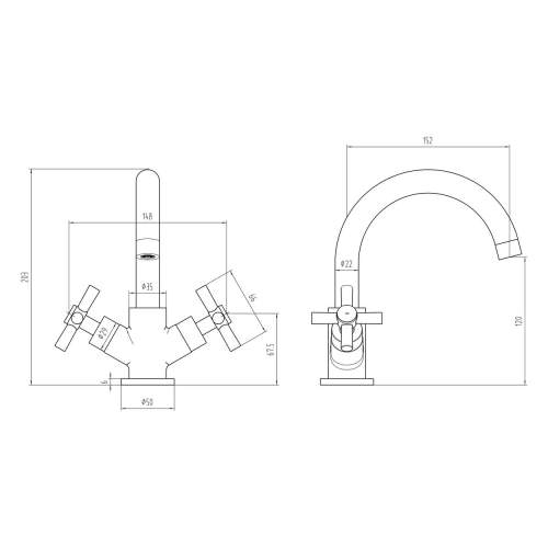 Bluci Eboli Chrome Crosshead Lever Basin Mixer