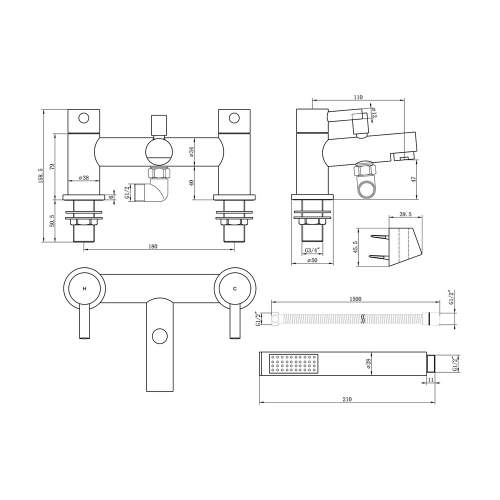 Bluci Terreni Chrome Bath Shower Mixer