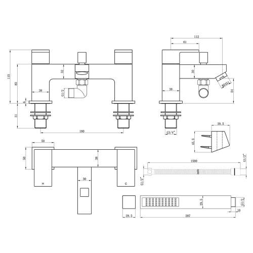Bluci Reggio Chrome Bath Shower Mixer