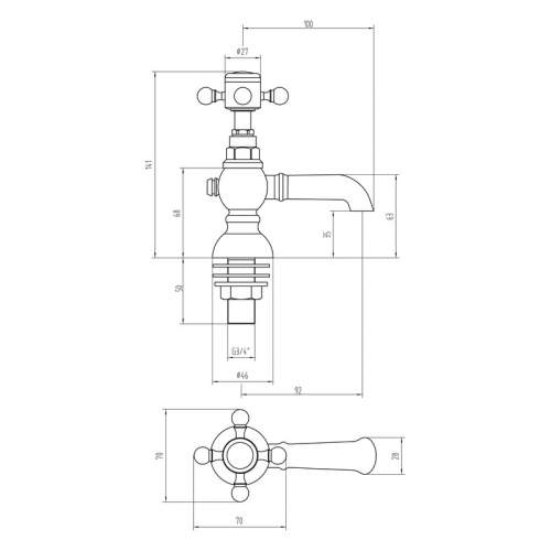 Bluci Nola Chrome Crosshead Lever Traditional Basin Pillar Taps