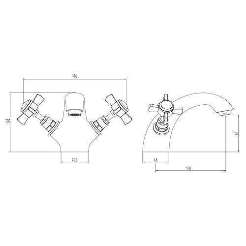 Bluci Nola Chrome Crosshead Lever Traditional Basin Mixer