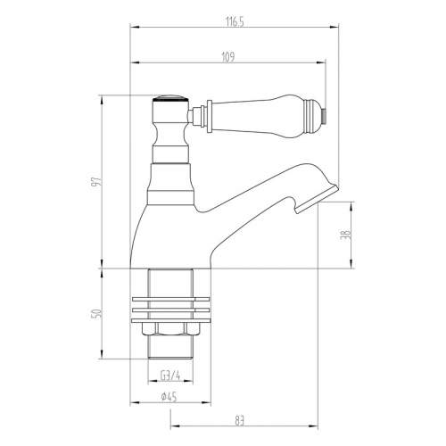 Bluci Sarno ChromeTraditional White Lever Bath Pillar Taps