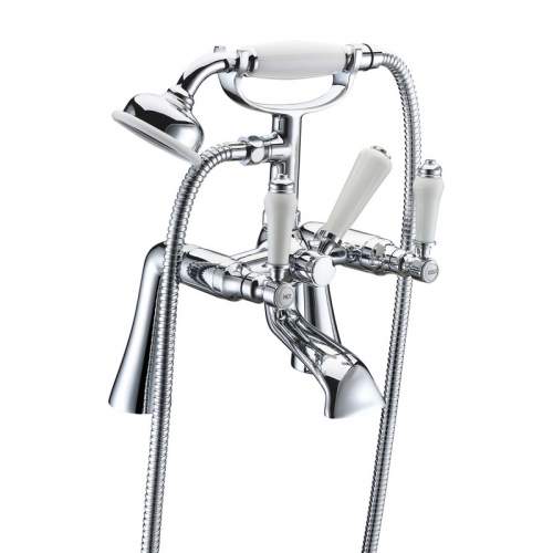 Bluci Sarno Chrome Traditional White Lever Bath Shower Mixer