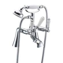 Bluci Sarno Chrome Traditional White Lever Bath Shower Mixer