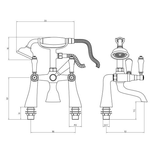 Bluci Sarno Chrome Traditional White Lever Bath Shower Mixer