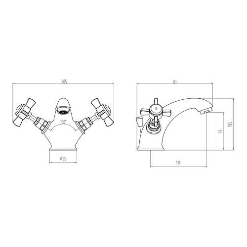 Bluci Salerno Chrome Traditional Crosshead Lever Basin Mixer