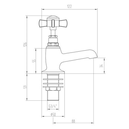Bluci Salerno Chrome Traditional Crosshead Lever Bath Pillar Taps