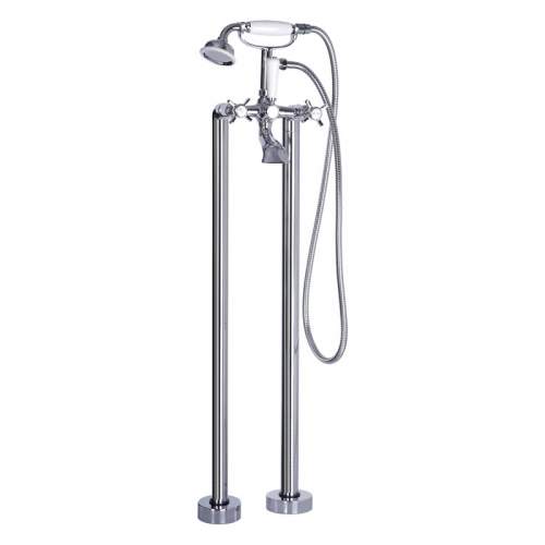 Bluci Salerno Chrome Traditional Crosshead Lever Floor Standing Bath Shower Mixer