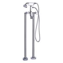 Bluci Salerno Chrome Traditional Crosshead Lever Floor Standing Bath Shower Mixer