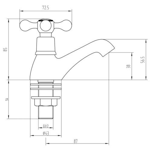 Bluci Portici Chrome Traditional Crosshead Lever Basin Pillar Taps