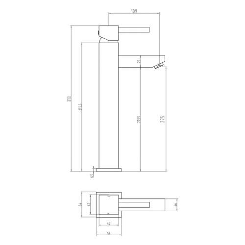 Bluci Naples Single Top Lever Chrome Tall Basin Mixer